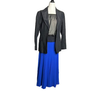 Sandra Angelozzi Navy Linen  Blend Tailored Blazer